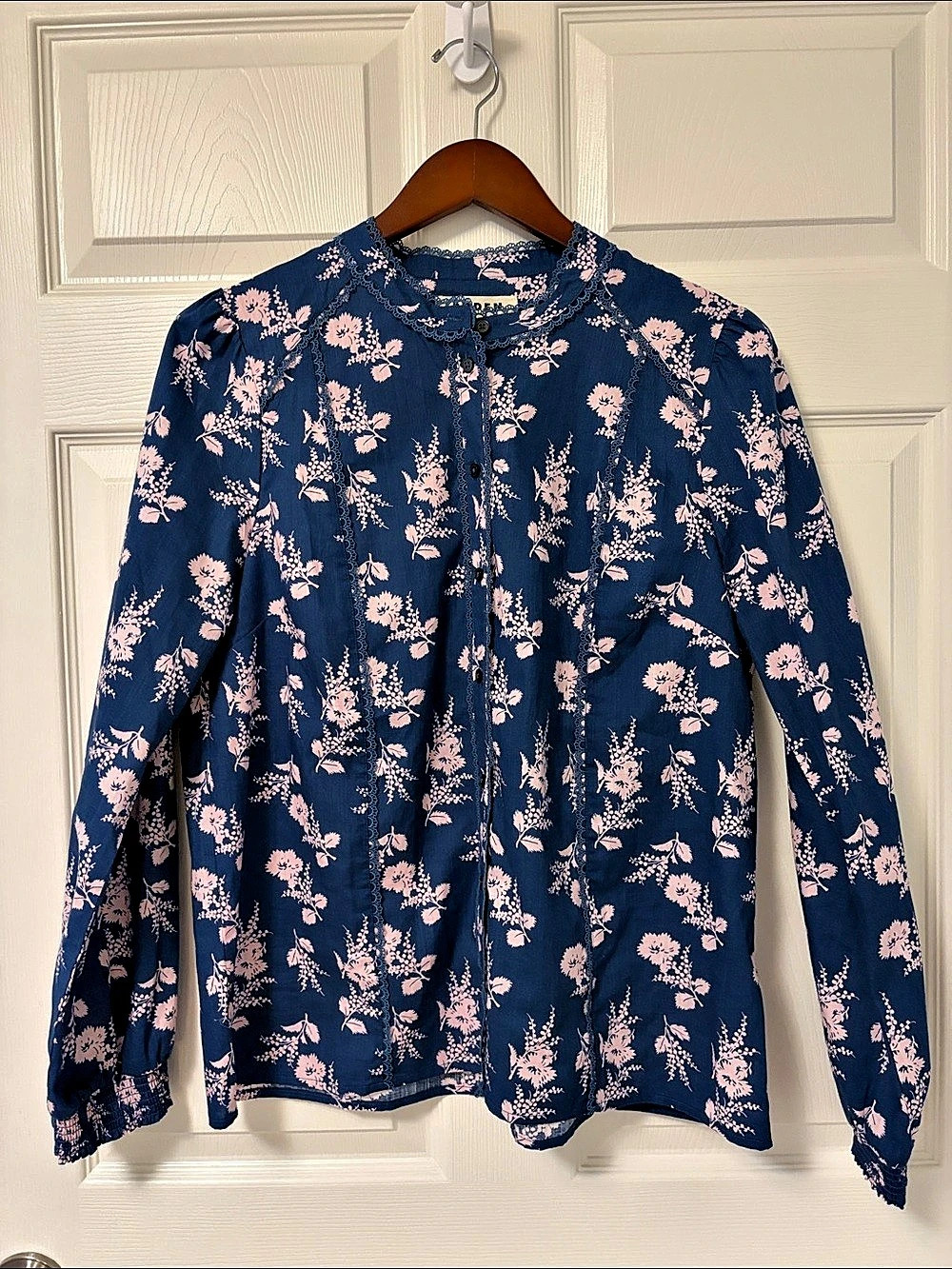 Boden T1999 BBL Floral Blouse in Blue & Pink Size 10 NWT